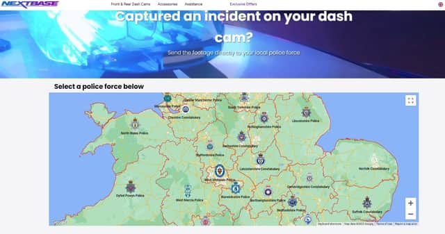 The Nextbase website, which allows you to submit dashcam footage to the appropriate police force.