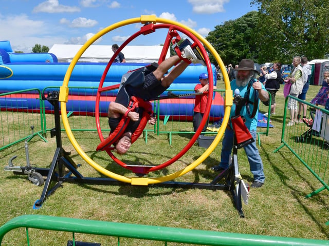 Danny Selby of Heckington experiencing a Gyro Wheel, owned by Did Carter