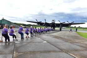 On the pull: The ladies in action.