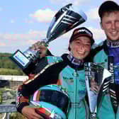 Emmanuel Clement and Todd Ellis celebrate their win. Photo by Wally Walters.