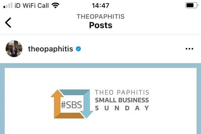 The retweet from Theo Paphitis.