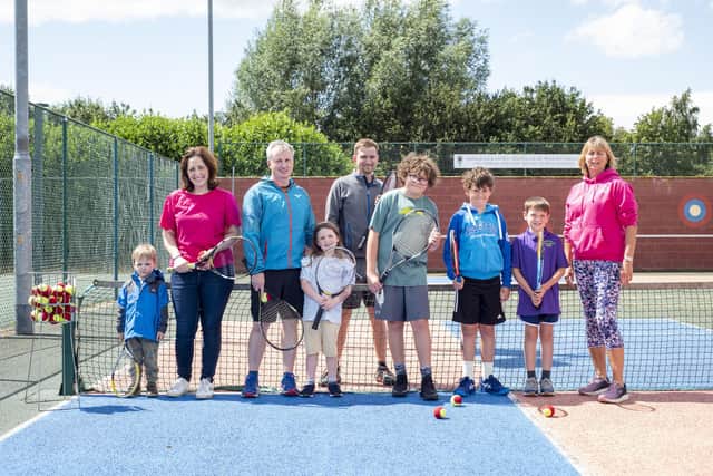 Horncastle Tennis Club's recent 'tennis-a-thon' to raise money for the new LED lights and resurfacing.