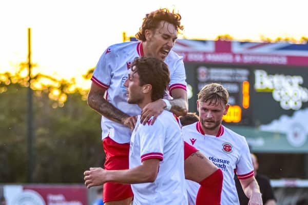 Dec Johnson - brace in cup win for Skegness. Pic by Ryan Thompson, Happy Snapz Photography.