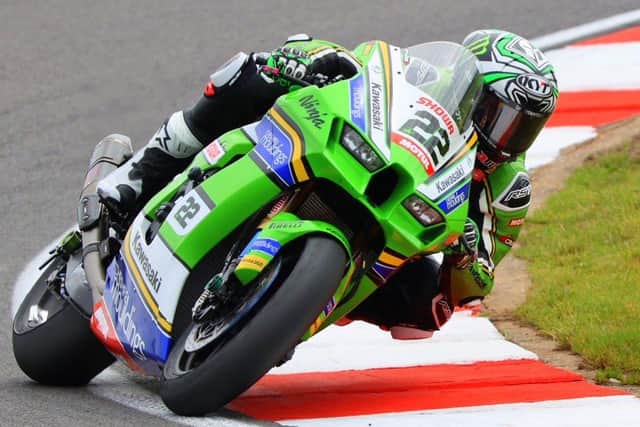 Alex Lowes in action at World Superbike Championship Donington Park