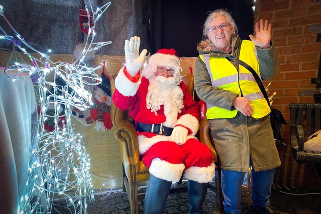 Wainfleet's Mayor Coun Deborah Wickes with Santa in his Grotto during Festive Fabuloso.
