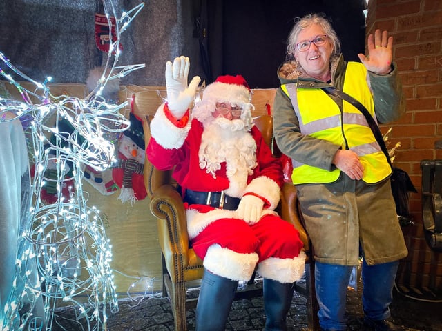 Wainfleet's Mayor Coun Deborah Wickes with Santa in his Grotto during Festive Fabuloso.