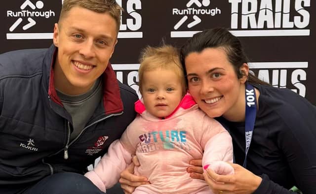 Baby Phoebe with mum Philippa and dad Oliver