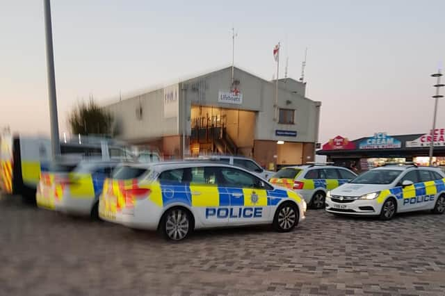 Emergency services at Skegness Lifeboat Station last night.