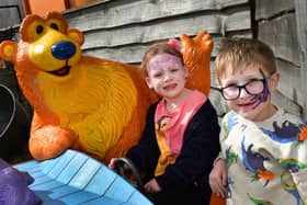 Evie and Daniel get their faces painted at Wolds Wildlife Park's Easter fun day. Photos: Mick Fox