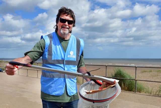 David Southam at the beach clean up.