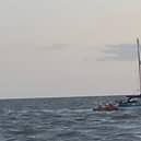Helmet camera photo from crew member onboard all-weather lifeboat