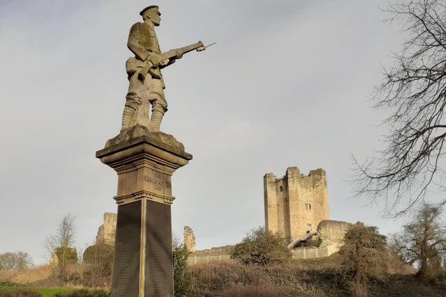 An eye-catching shot taken last year on his travels by Stuart Parker of Conisbrough Castle and war memorial.