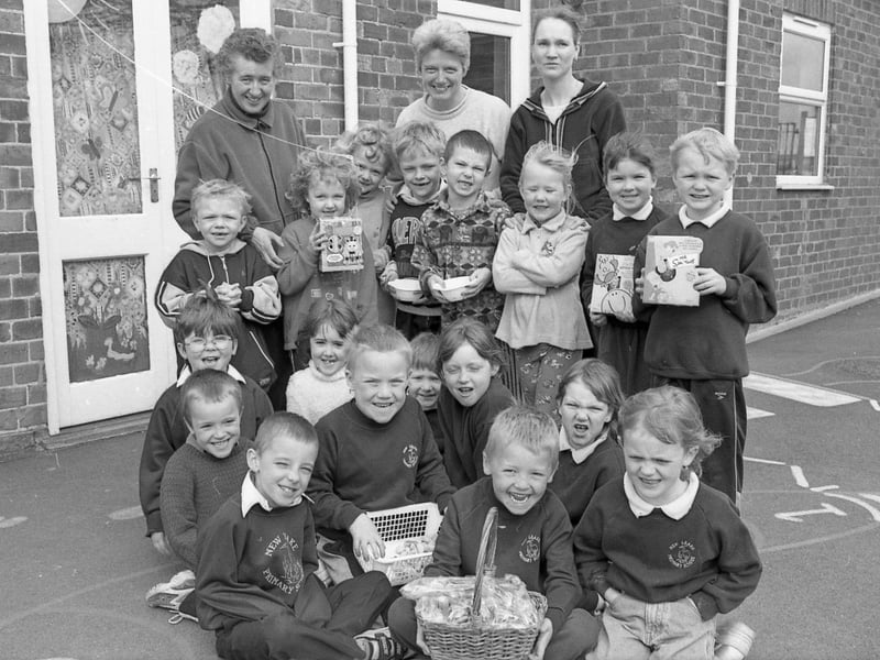 Youngsters from New Leake Primary School taking part in an Easter egg hunt. The event - organised by the PFTA - involved 200 hidden eggs. Pictured with pupils are hunt helpers Janice Locke-Wheaton, Sarah Bibb and Margaret Shaw. The event was held in April ahead of the Easter break from lessons, but was featured in the paper in early May.