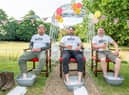 Mark Stones, Jason Maltby and Stacey Whitworth resting after the Filey to Priory walk.