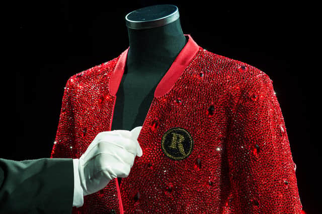 The dazzling one-of-a-kind Butlin's Rhinestone Redcoat created to mark the brand’s 90th anniversary, at Butlin's Skegness. Photo: Dominic Lipinski/PA