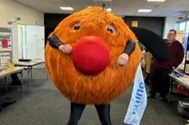 Representatives of various organisations gave up their time and resources for the schools wellbeing fayre in Sleaford - the Shine mascot.