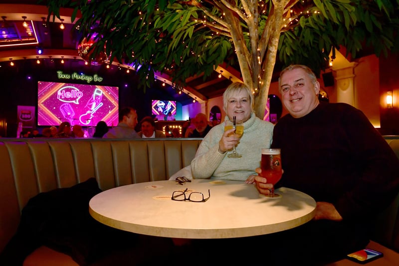 It's a fabulous from us! Rob and Julie Younger enjoying a drink in the new bar.