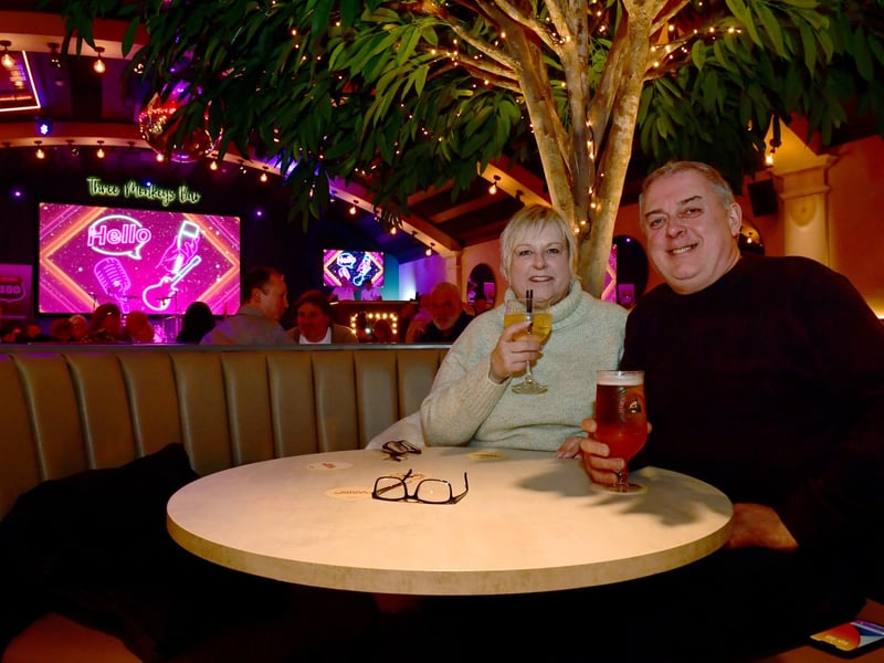 It's a fabulous from us! Rob and Julie Younger enjoying a drink in the new bar.