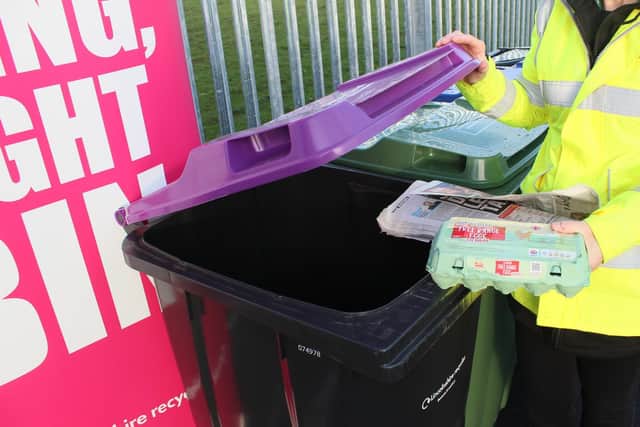 Right Thing Right Bin - 90 per cent of all the rubbish put in residents’ recycling bins at home is exactly the right materials. Image: LCC