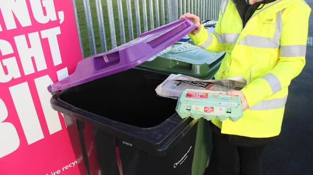 Right Thing Right Bin - 90 per cent of all the rubbish put in residents’ recycling bins at home is exactly the right materials. Image: LCC