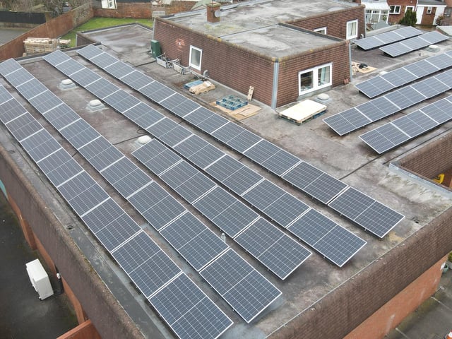 The new solar panels on the roof of the New Life centre at Market Rasen.