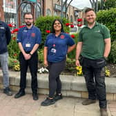 Ventsi Petrov from JYSK, Liam Staton and Zoe Moss from The Range and Daniel McDonald, landscape gardener for Marshall's Yard.