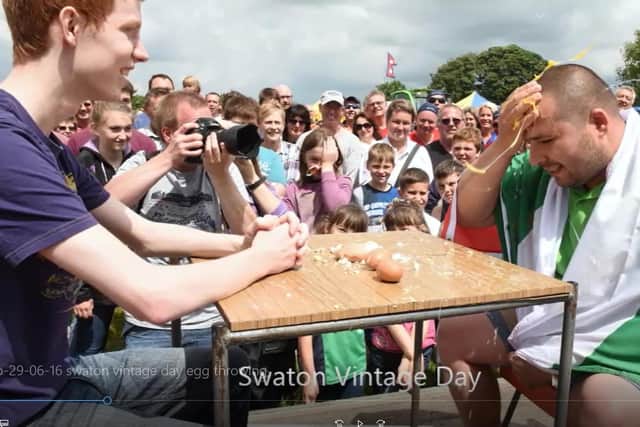 Russian Egg Roulette at a previous year's Swaton Vintage Day and World Egg Throwing Championships.
