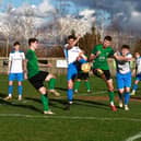 Goalmouth action from Sleaford's game with Kimberley on Saturday. Photo: Steve W Davies Photography.