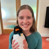 Clare with her mascot Gordon.