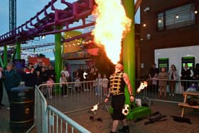 A fire act created a warm welcome for guests at Captain Jack’s Showbar's grand opening at Fantasy Island in Ingoldmells.