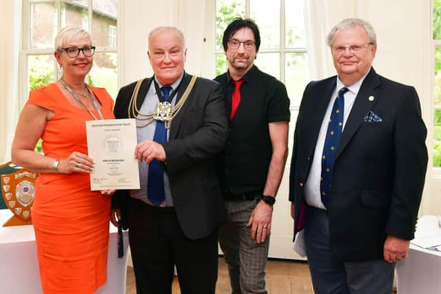 Second place: Boston College EMAT. Pictured are the college's Claire Foster and Gary Hunt with the Mayor and Dudley Bryant.