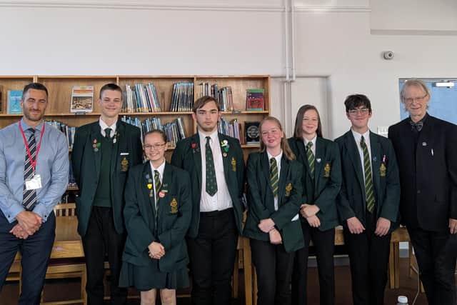 Runners-up Skegness Grammar School Seniors with judges.