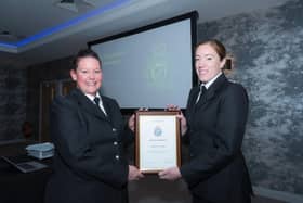 Chief Superintendent Anderson presents the Area Commander’s Commendation to Constable Keri Wales.