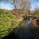 The River Bain in Horncastle, seen from Jubilee Way.