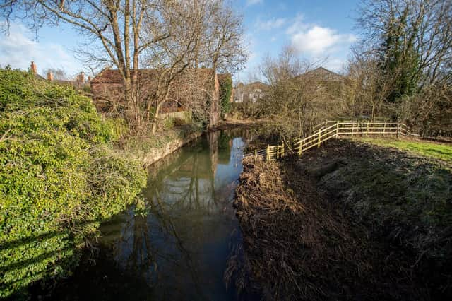 The River Bain in Horncastle, seen from Jubilee Way.