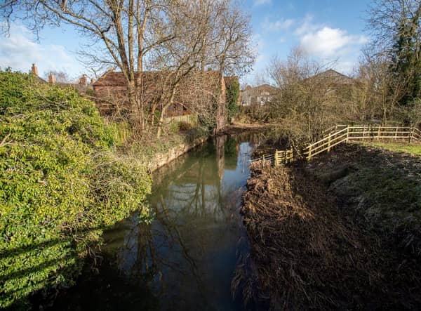 The River Bain in Horncastle, seen from Jubilee Way.
