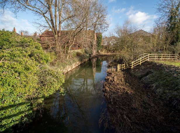 The River Bain in Horncastle, seen from Jubilee Way.