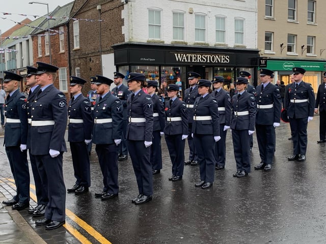 Military personnel from across the area took part in the parade at Boston.
