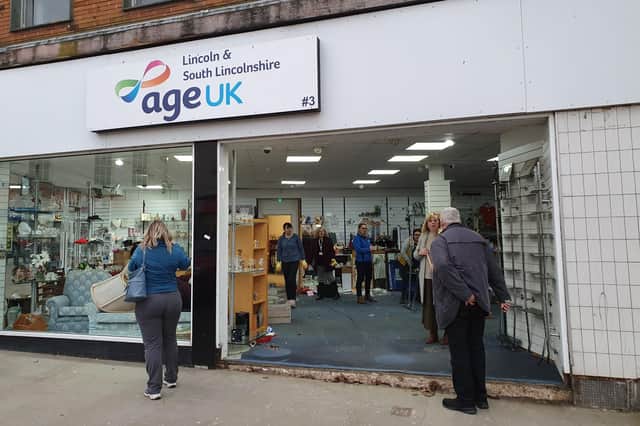 The damaged shop front of Age UK in Boston's Strait Bargate today (Wednesday).