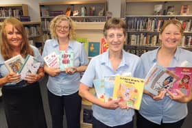 Sleaford librarians with some of the new Ukrainian books, from left - Helen Keeping, Jo Hubbert, Jane Haines and Rachel Pledge.