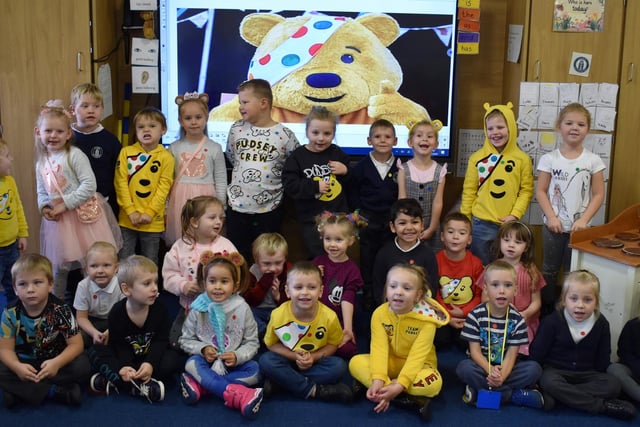 Park Academy pupils pictured on Friday for Children in Need.