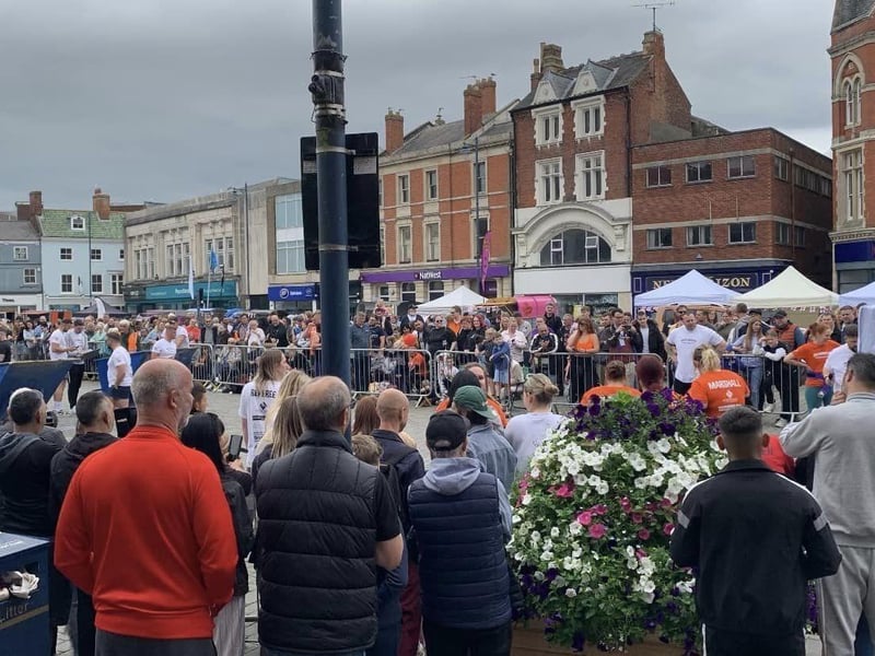 Crowds in Market Place.