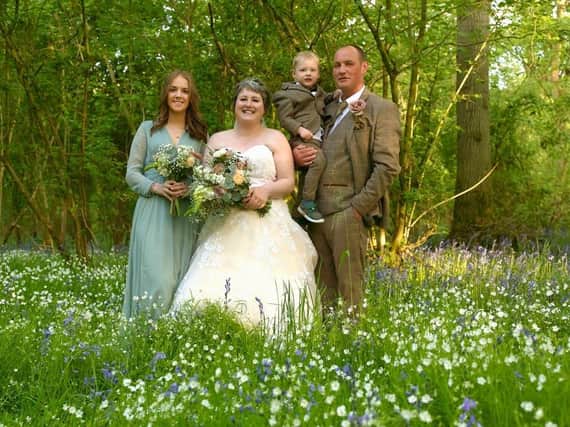Charlotte and Paul on their wedding day with step-daughter Shannon and son Charlie.