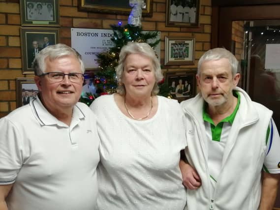 Winning Parthians rink against IBC, 19-15, Steve Wilkinson, Margaret Wilkinson and skip Ron Moore