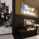 A computer-generated image of the serving counter of the coffee shop being created as a new addition