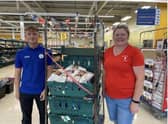 Tesco staff member Kai and Sally from Market Rasen Preschool Nursery