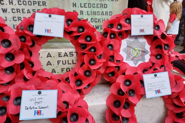 Wreaths were laid at the town's cenotaph