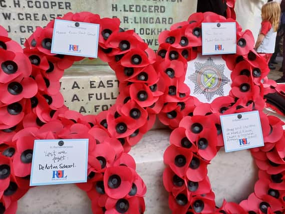 Wreaths were laid at the town's cenotaph