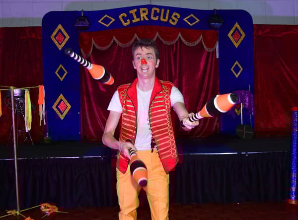 Alex the Clown juggles at Stardust Circus in Horncastle.