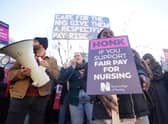 Members of the Royal College of Nursing (RCN) on the picket line outside St Thomas' Hospital, central London. Continued strike action plus winter pressures are jeopardising the ability of the NHS to break out of a "vicious cycle", a health leader has said. Issue date: Wednesday January 18, 2023.